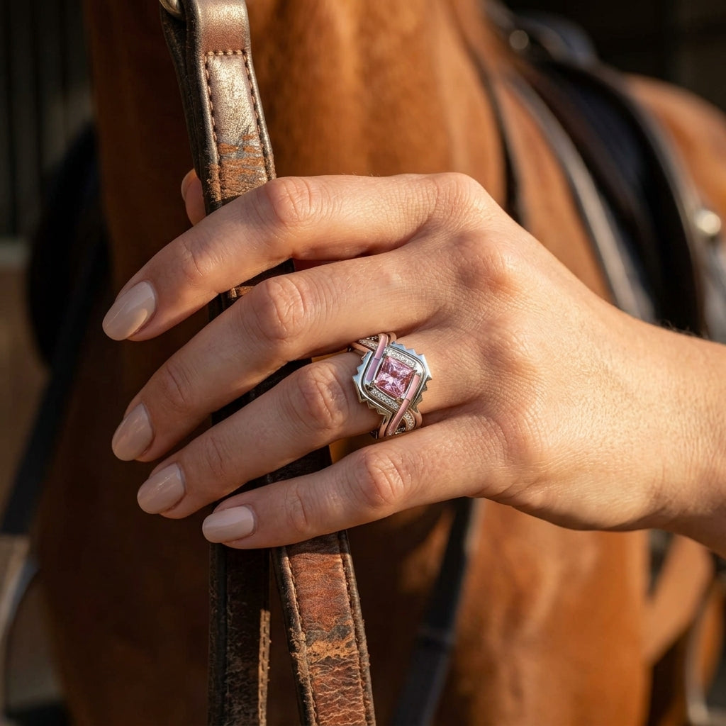 Cascading Ridges Ring - Rose Quartz