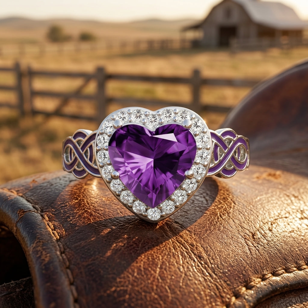 Ocean Heart Ring - Amethyst