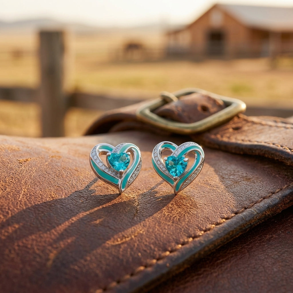 Passion Heart Earrings - Aquamarine
