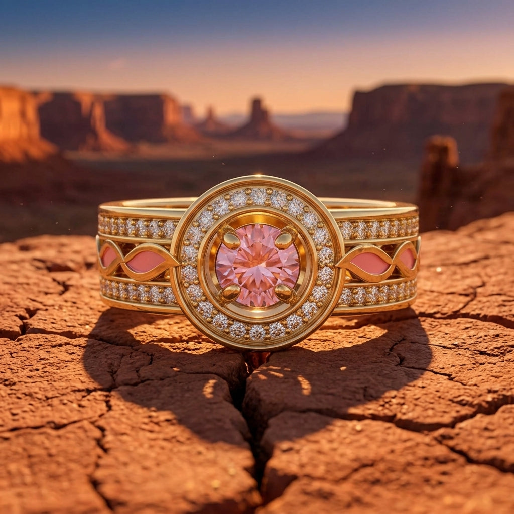 Shining Rodeo Ring - Rose Quartz & Pink