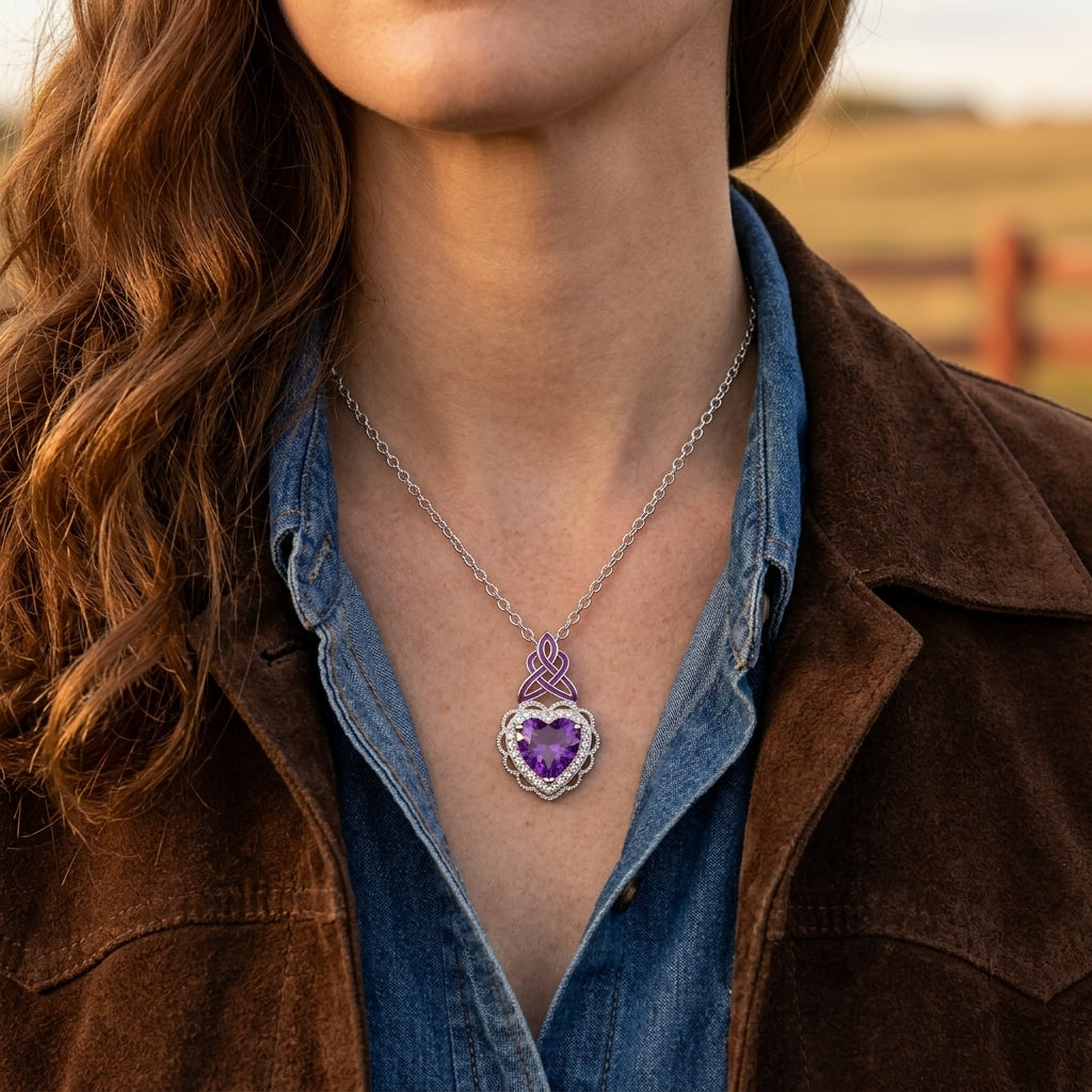 Ocean Heart Necklace - Amethyst