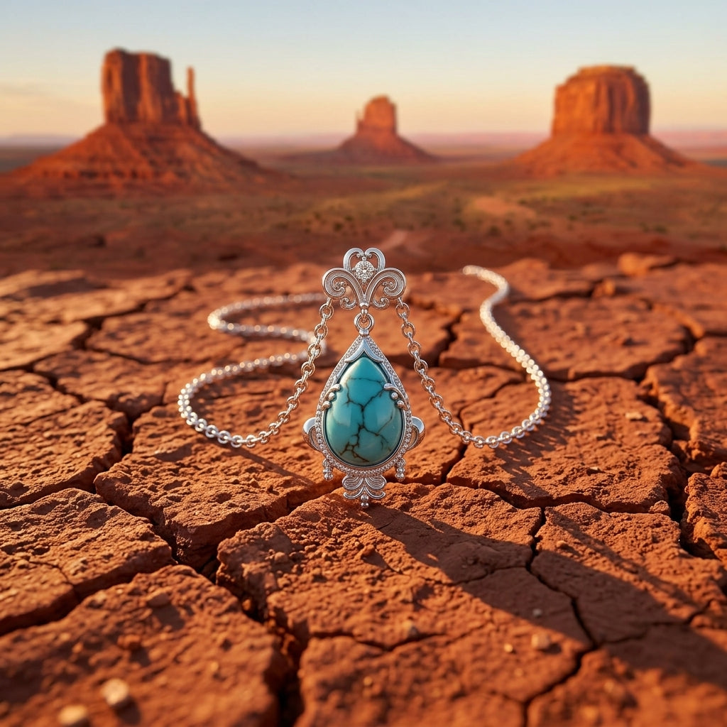Desert Teardrop Necklace - Turquoise