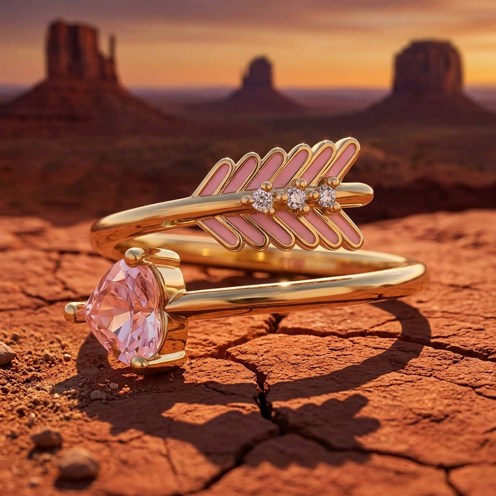Arrow's Path Ring - Rose Quartz