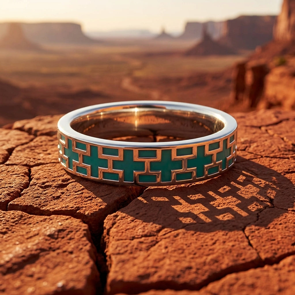 Stacked Edge Ring - Turquoise