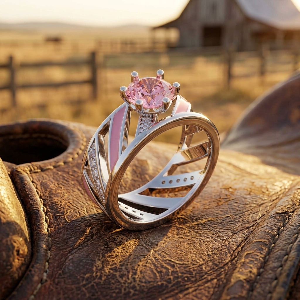 Aurora Veil Ring - Rose Quartz