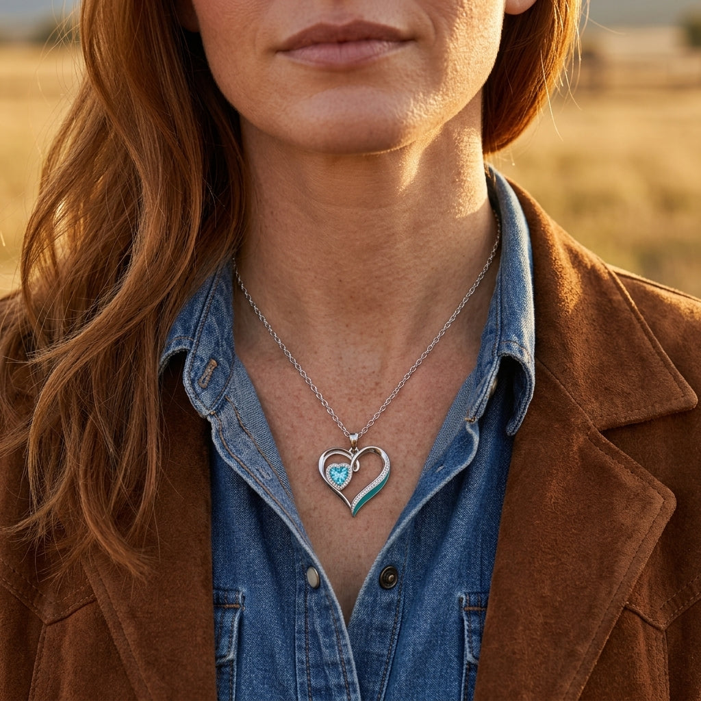 Passion Heart Necklace - Aquamarine