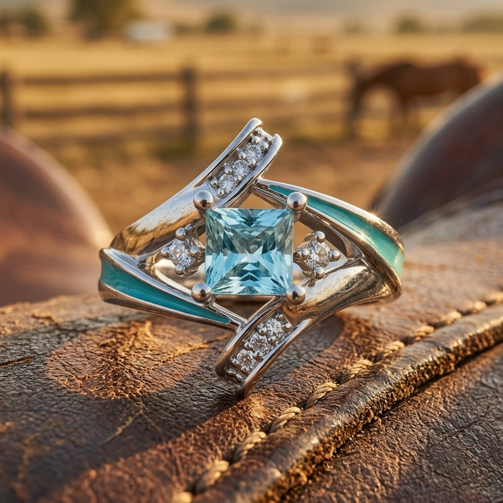 Milky Way Kiss Ring - Aquamarine