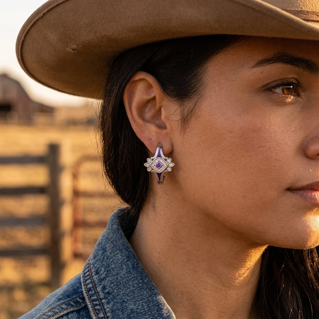 Eagle's Feather Earrings - Amethyst