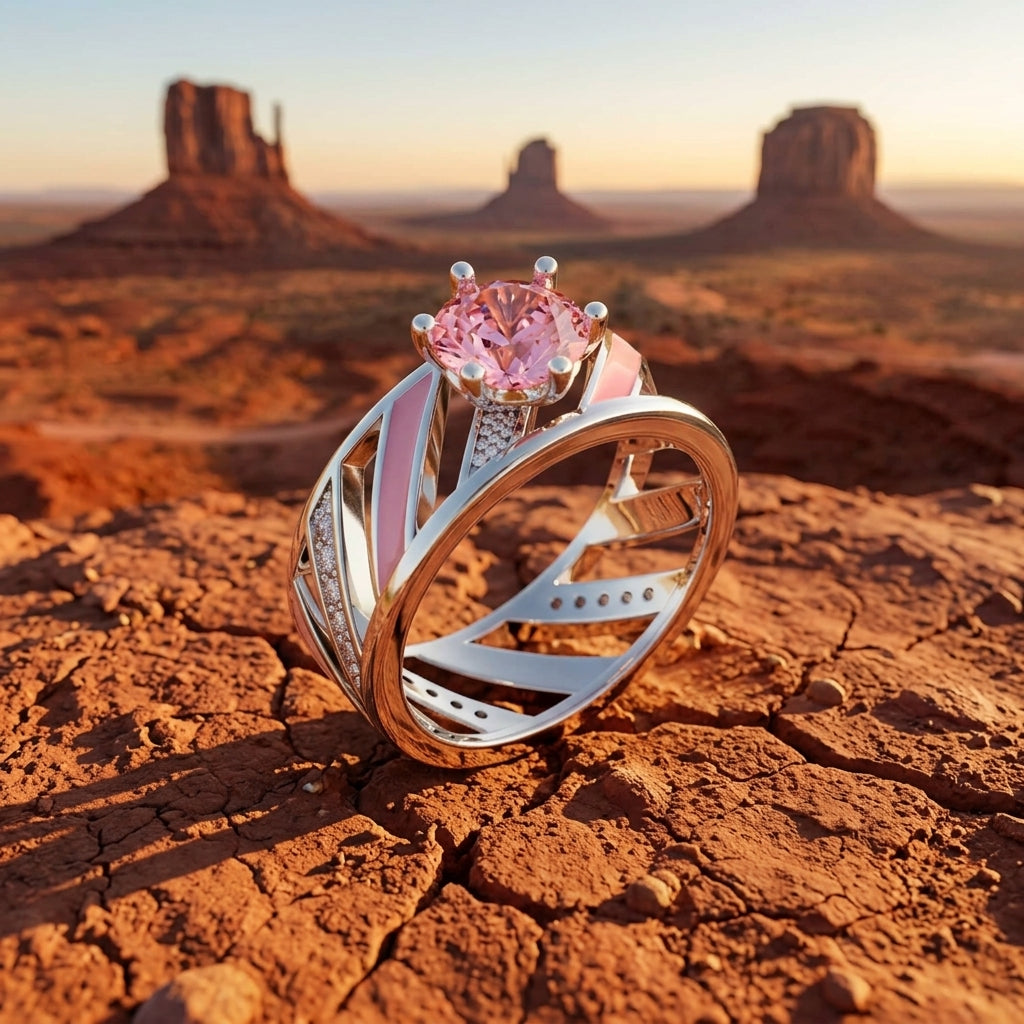 Aurora Veil Ring - Rose Quartz