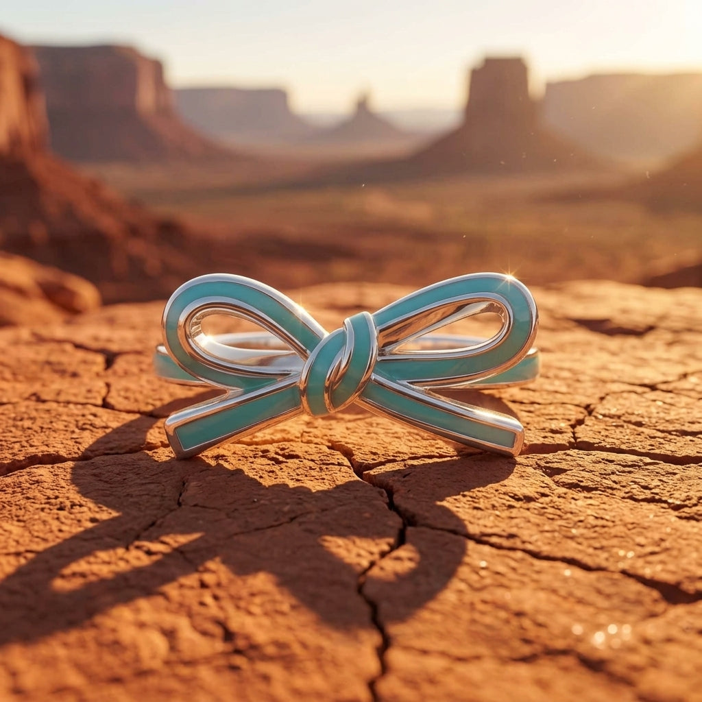 Teal Bow Ring