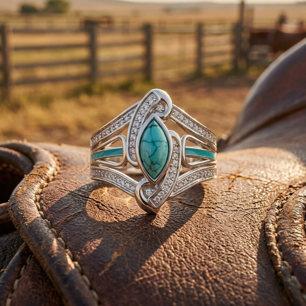 Cyclone Boomerang Ring - Turquoise