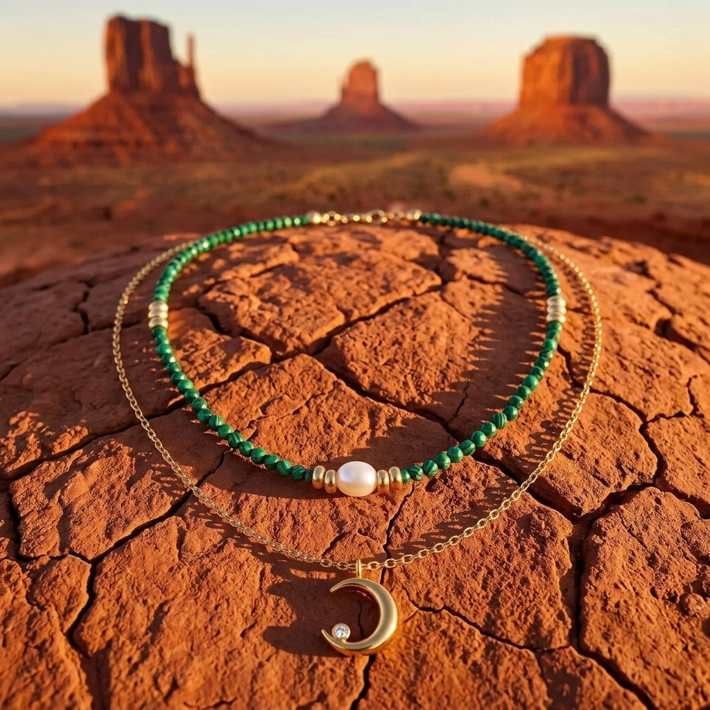 Emerald Crescent Necklace
