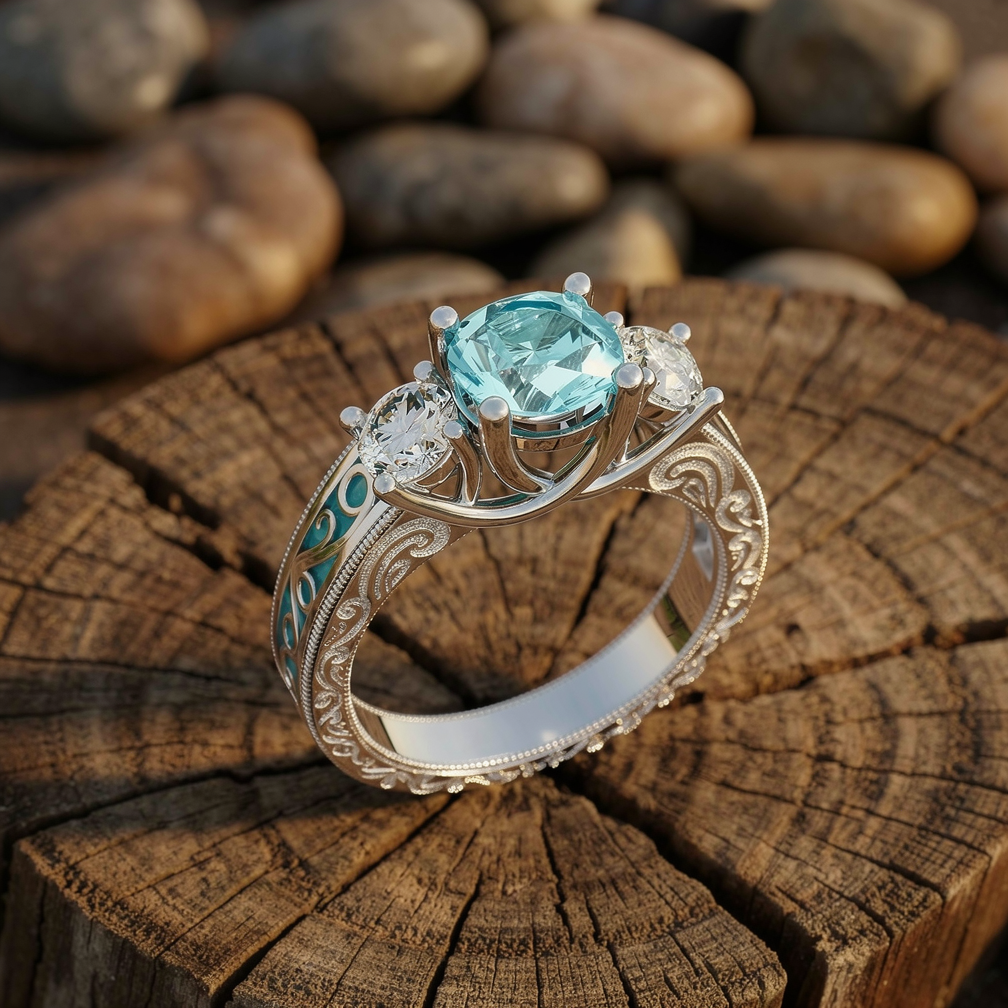 Century Romance Ring - Aquamarine