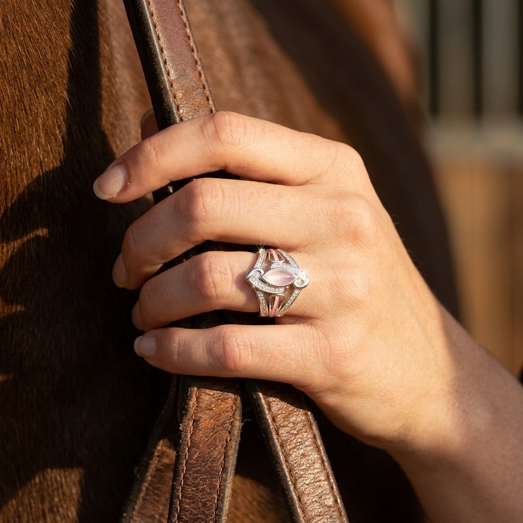 Cyclone Boomerang Ring - Rose Quartz