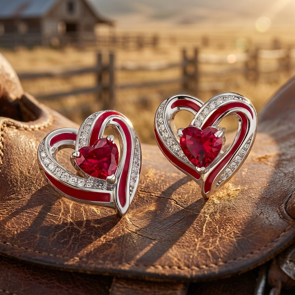 Passion Heart Earrings - Ruby
