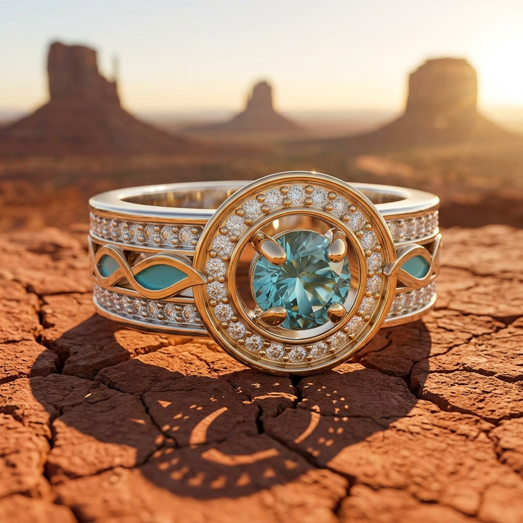Shining Rodeo Ring - Aquamarine