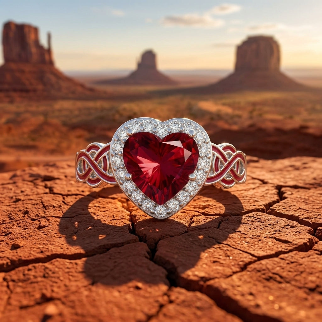 Ocean Heart Ring - Ruby