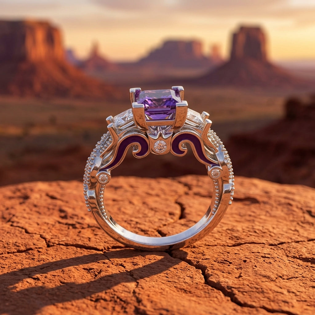Love Rivet Ring - Amethyst