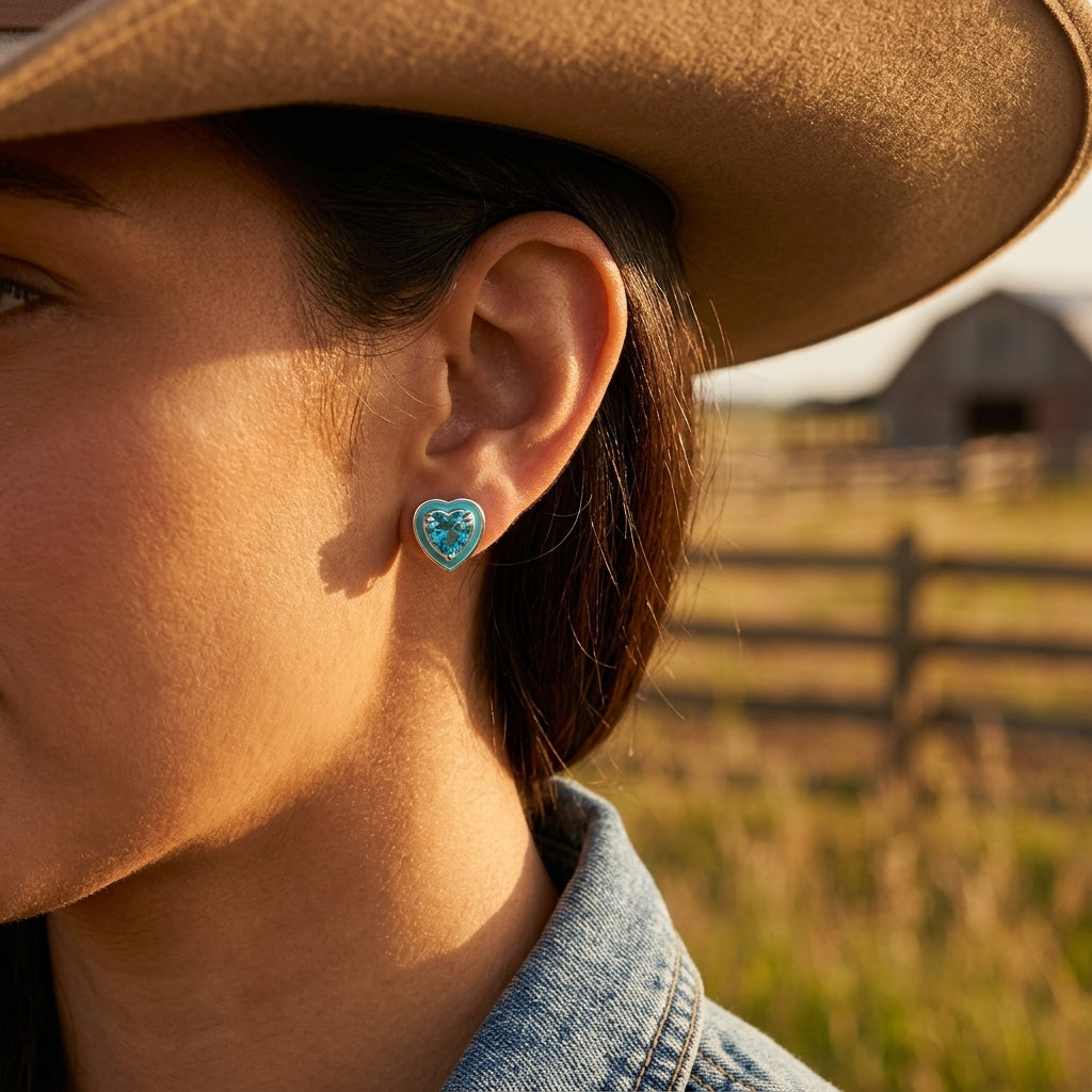 Loyal Heart Earrings - Aquamarine