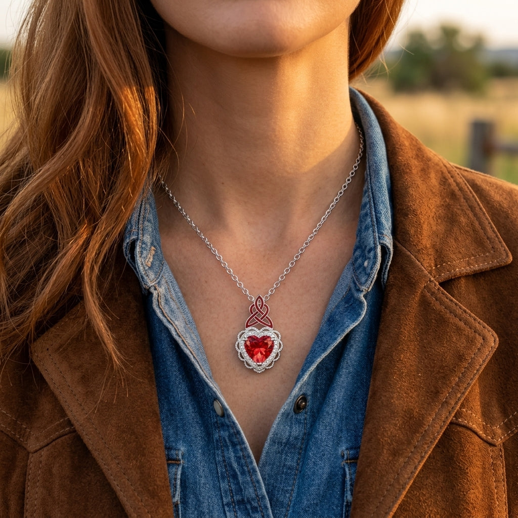 Ocean Heart Necklace - Ruby