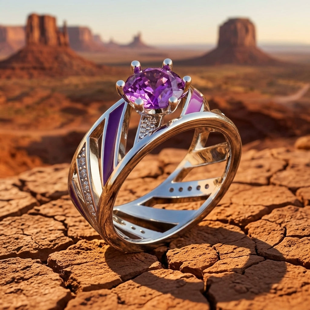Aurora Veil Ring - Amethyst