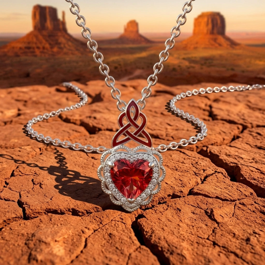 Ocean Heart Necklace - Ruby