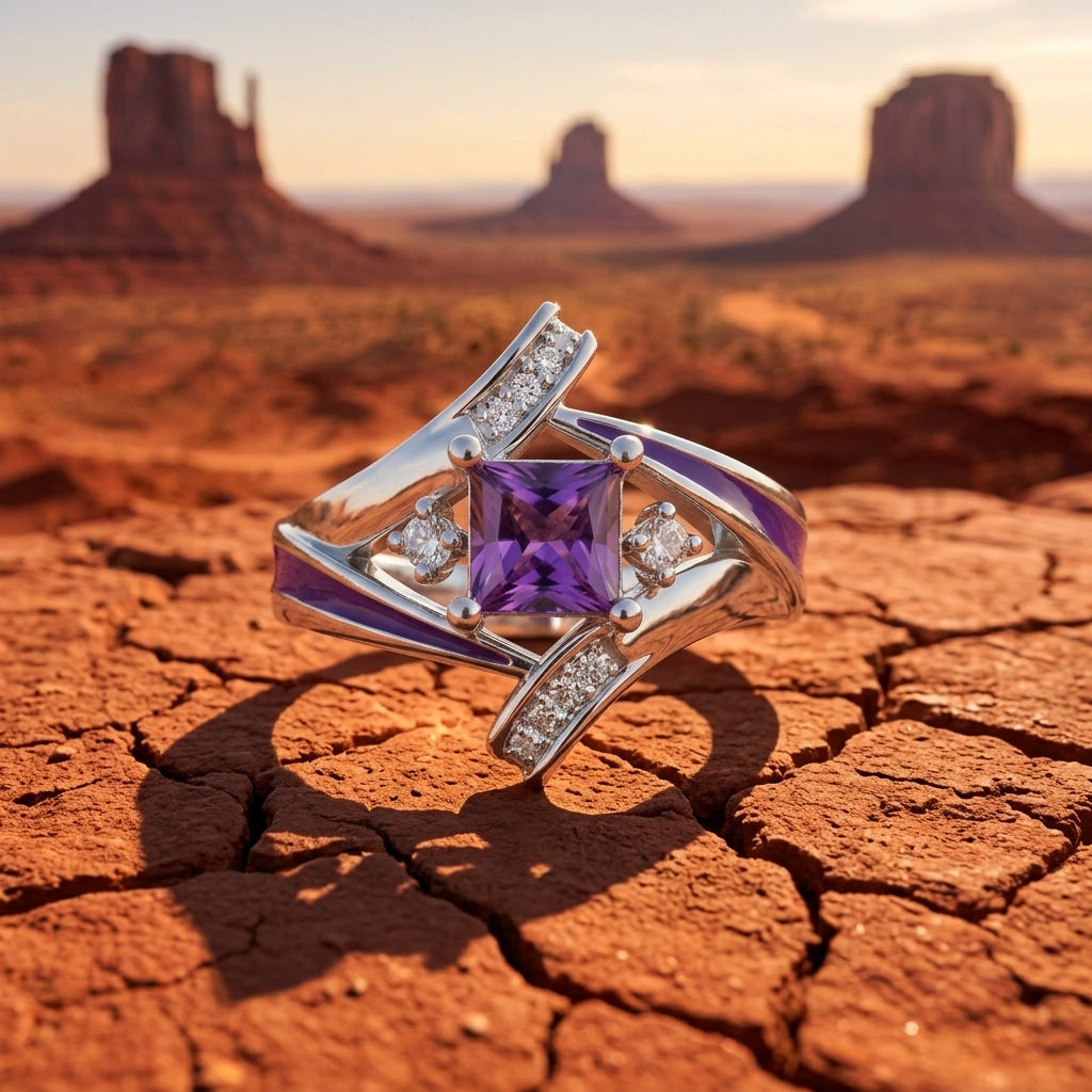 Milky Way Kiss Ring - Amethyst
