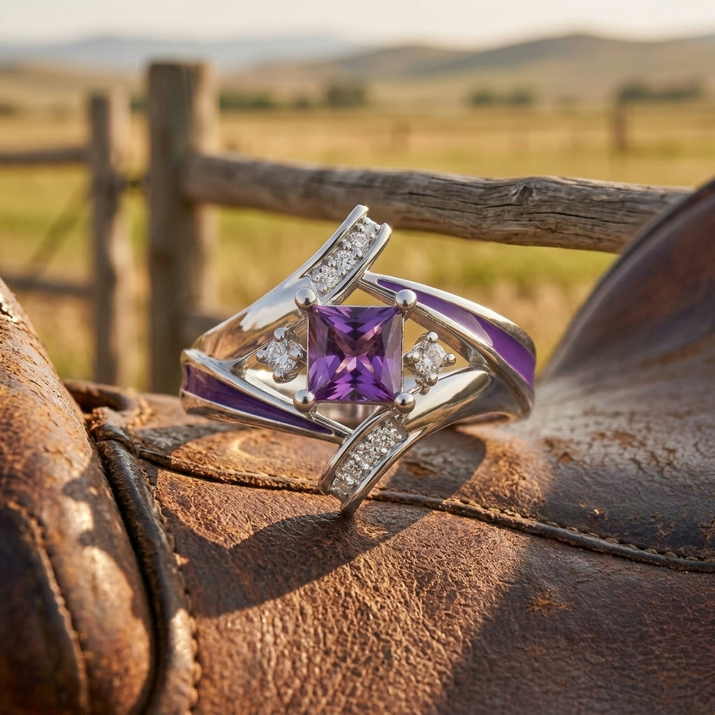 Milky Way Kiss Ring - Amethyst