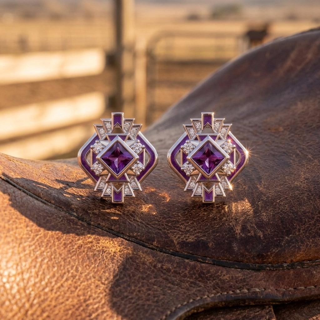 Chief's Crown Earrings - Amethyst
