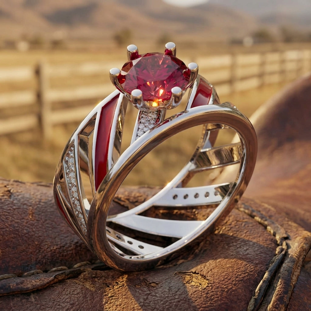 Aurora Veil Ring - Ruby