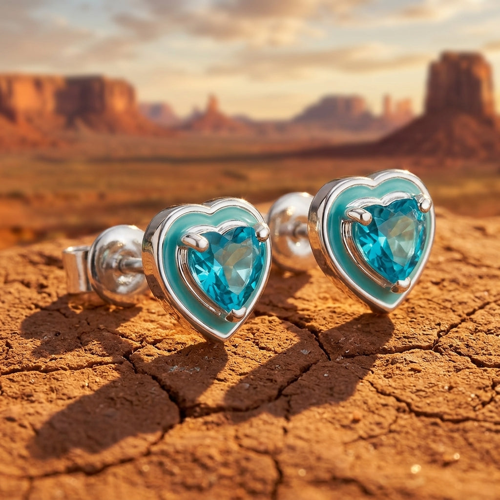Loyal Heart Earrings - Aquamarine