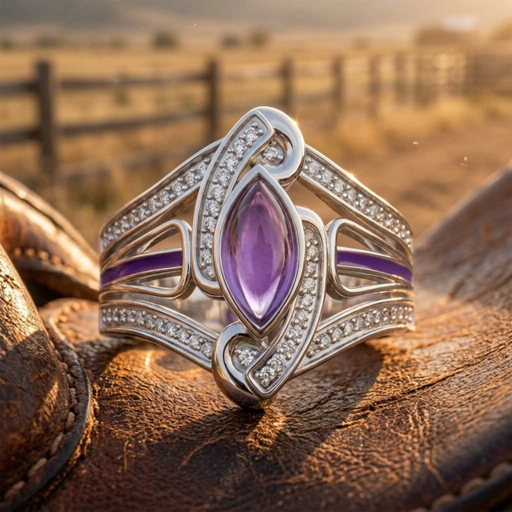 Cyclone Boomerang Ring - Amethyst