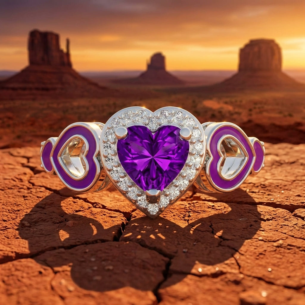 Passion Heart Ring - Amethyst
