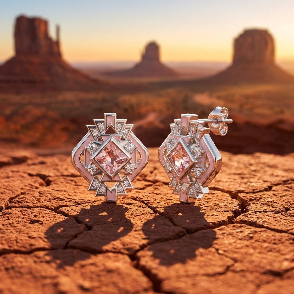 Chief's Crown Earrings - Rose Quartz