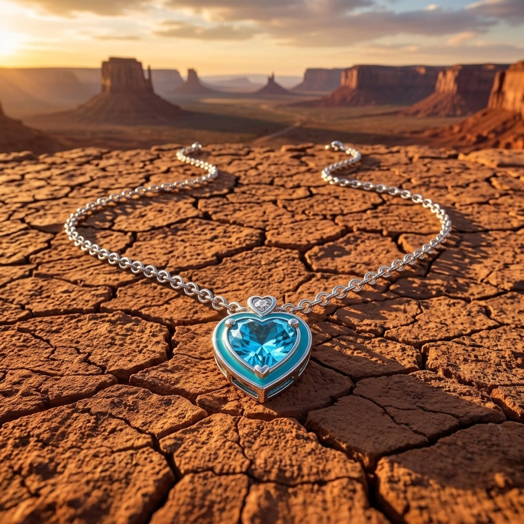 Loyal Heart Necklace - Aquamarine