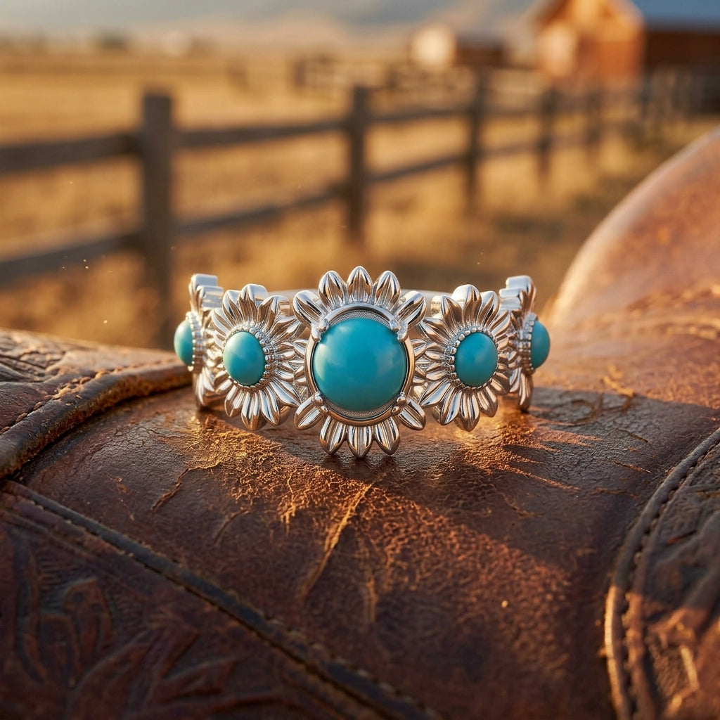Fierce Blossom Ring - Turquoise