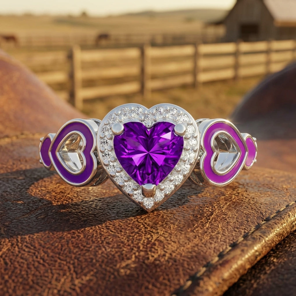Passion Heart Ring - Amethyst