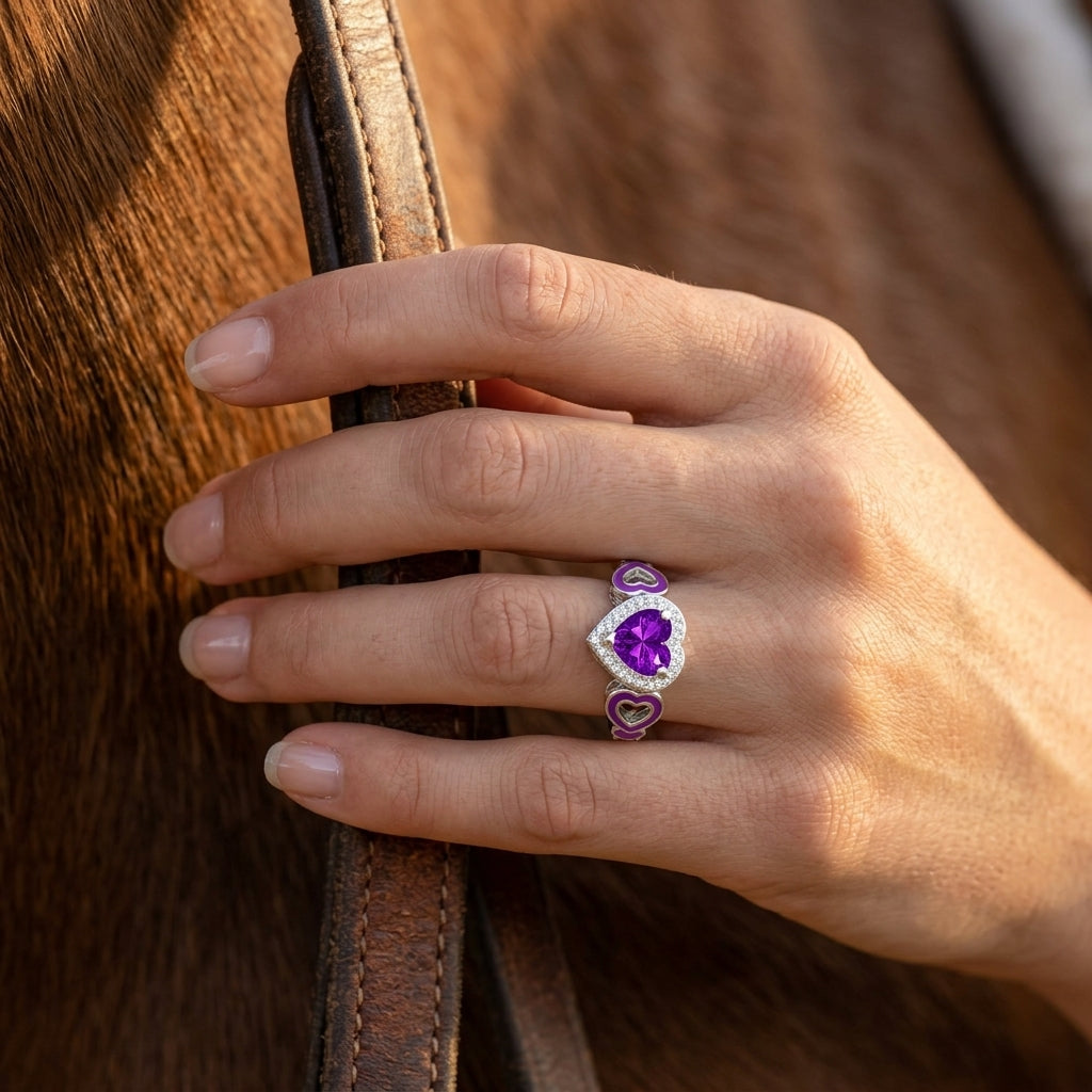 Passion Heart Ring - Amethyst