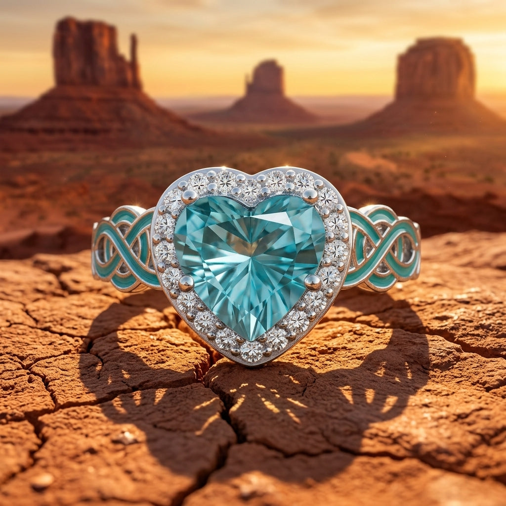 Ocean Heart Ring - Aquamarine
