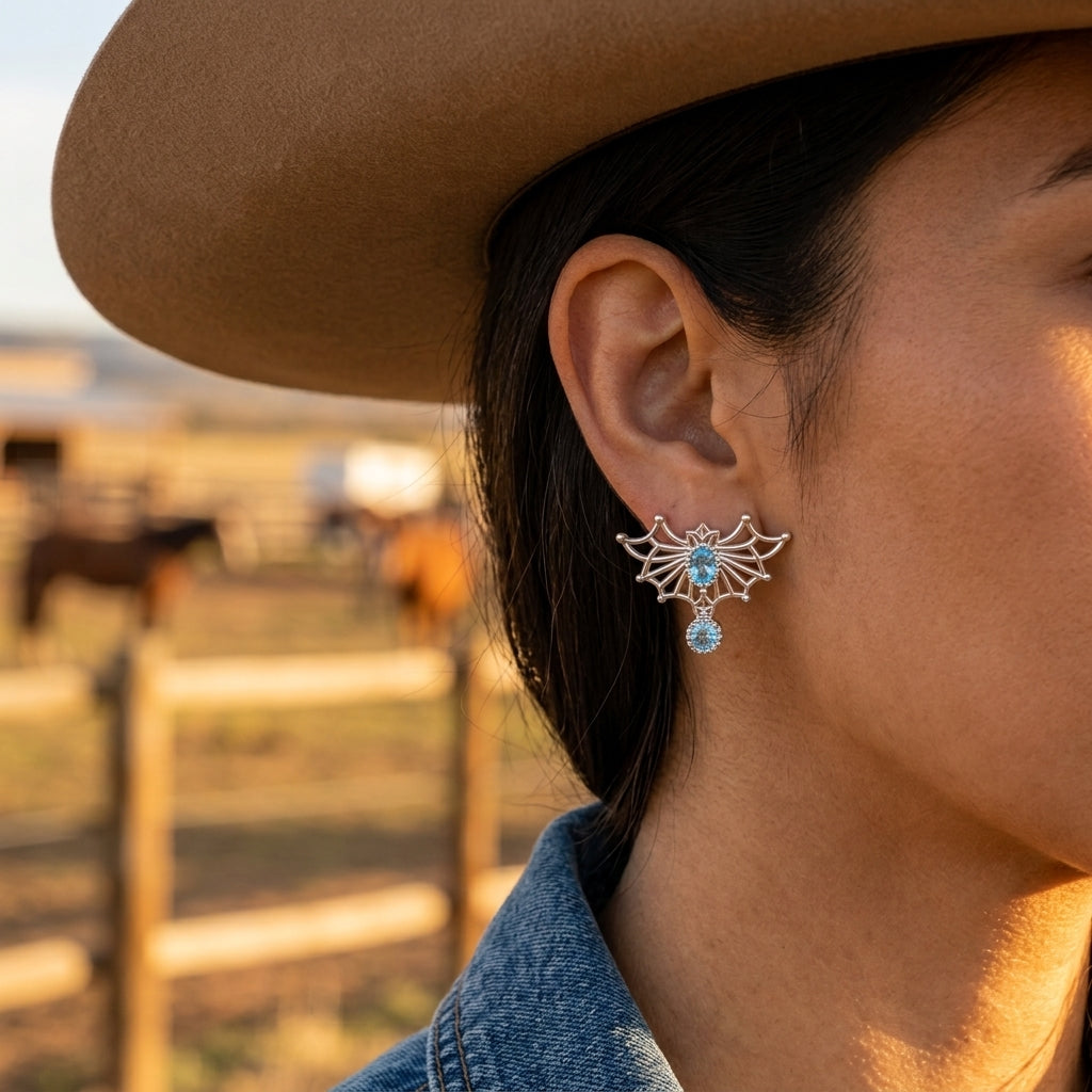Aether Weave Earrings - Aquamarine
