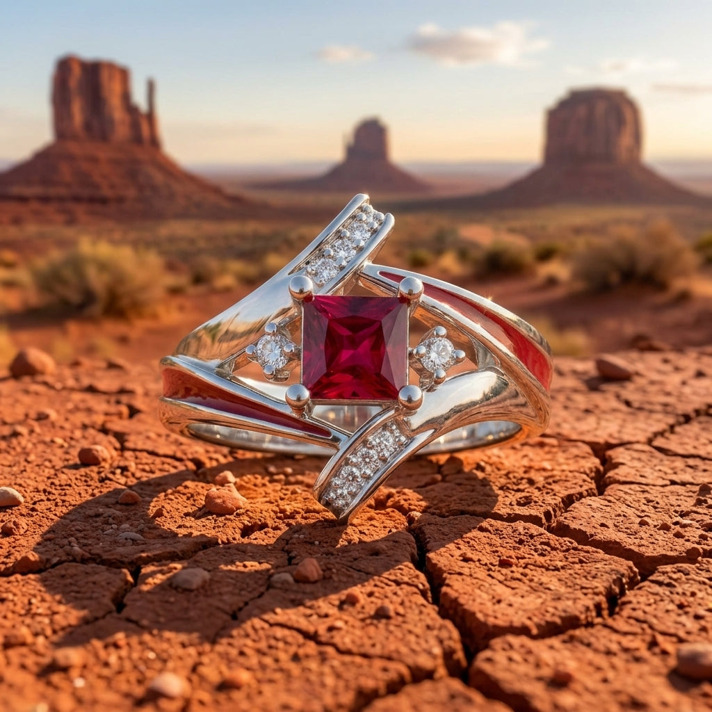 Milky Way Kiss Ring - Ruby