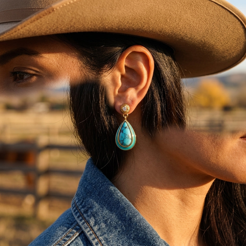 Ripple Teardrop Earrings - Turquoise