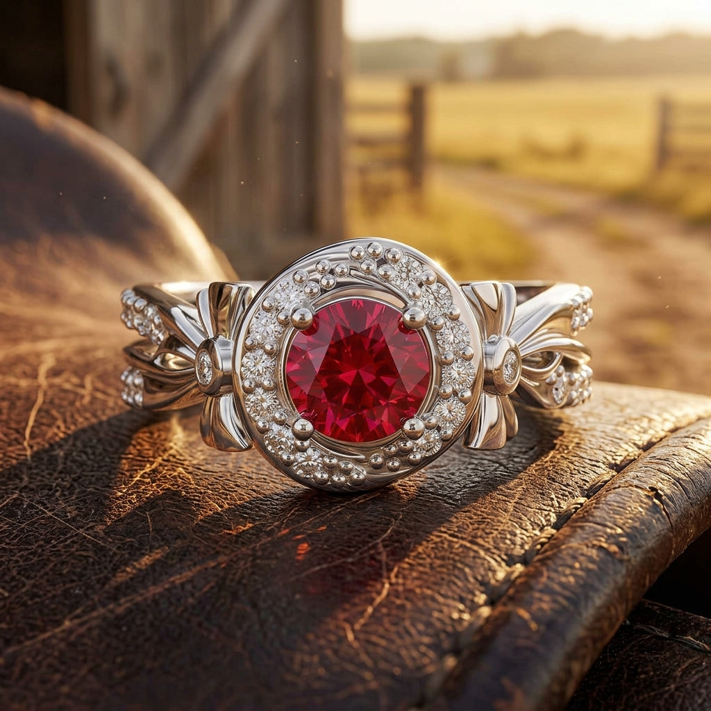 Graceful Bow Entwined Ring - Ruby
