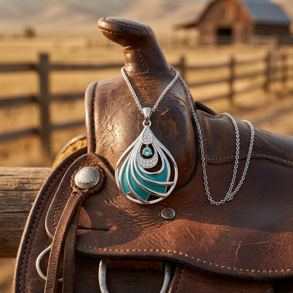 Zephyr Teardrop Necklace - Aquamarine