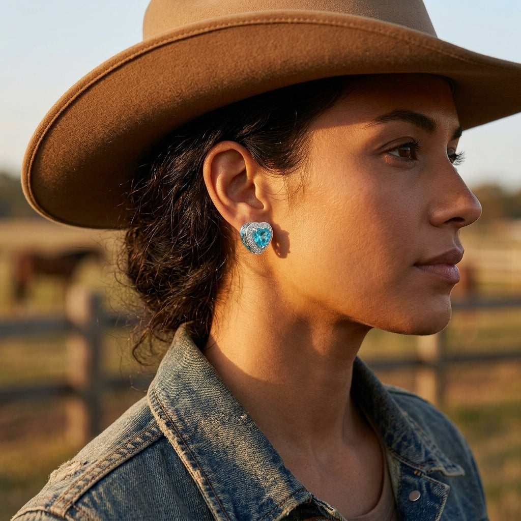Ocean Heart Earrings - Aquamarine