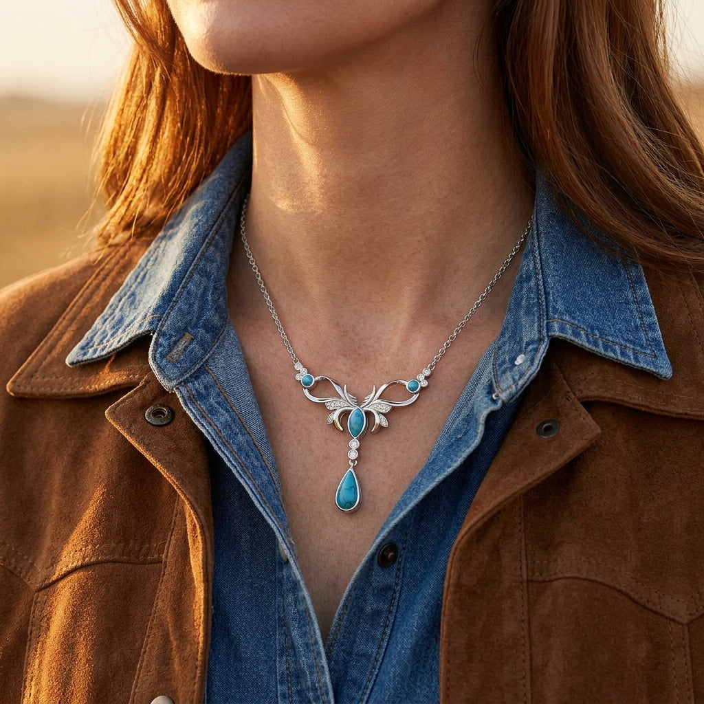 Sacred Antler Necklace - Turquoise