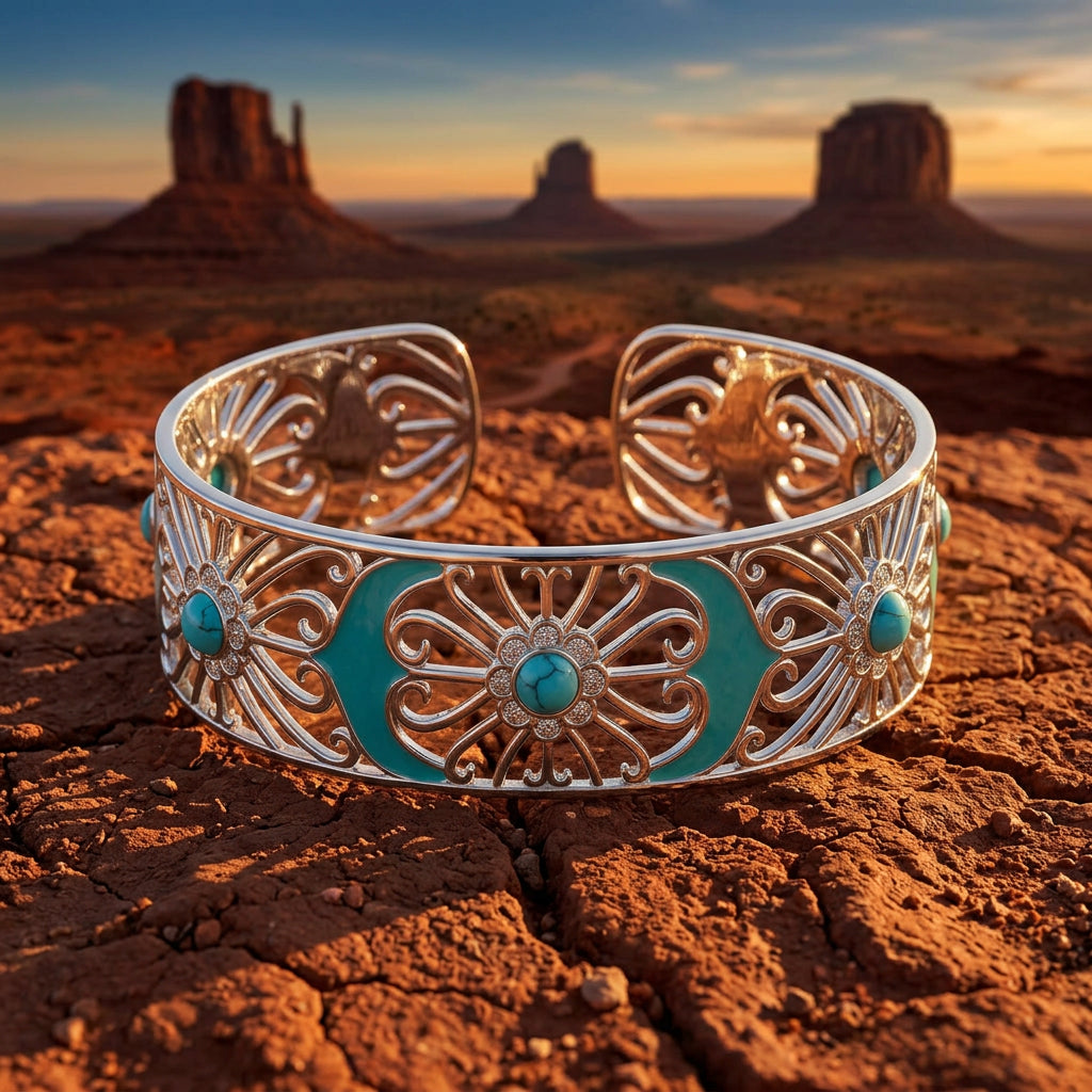 Prairie Flower Cuff Bracelet - Turquoise