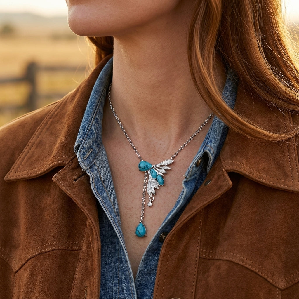Elegant Dragonfly Necklace - Turquoise