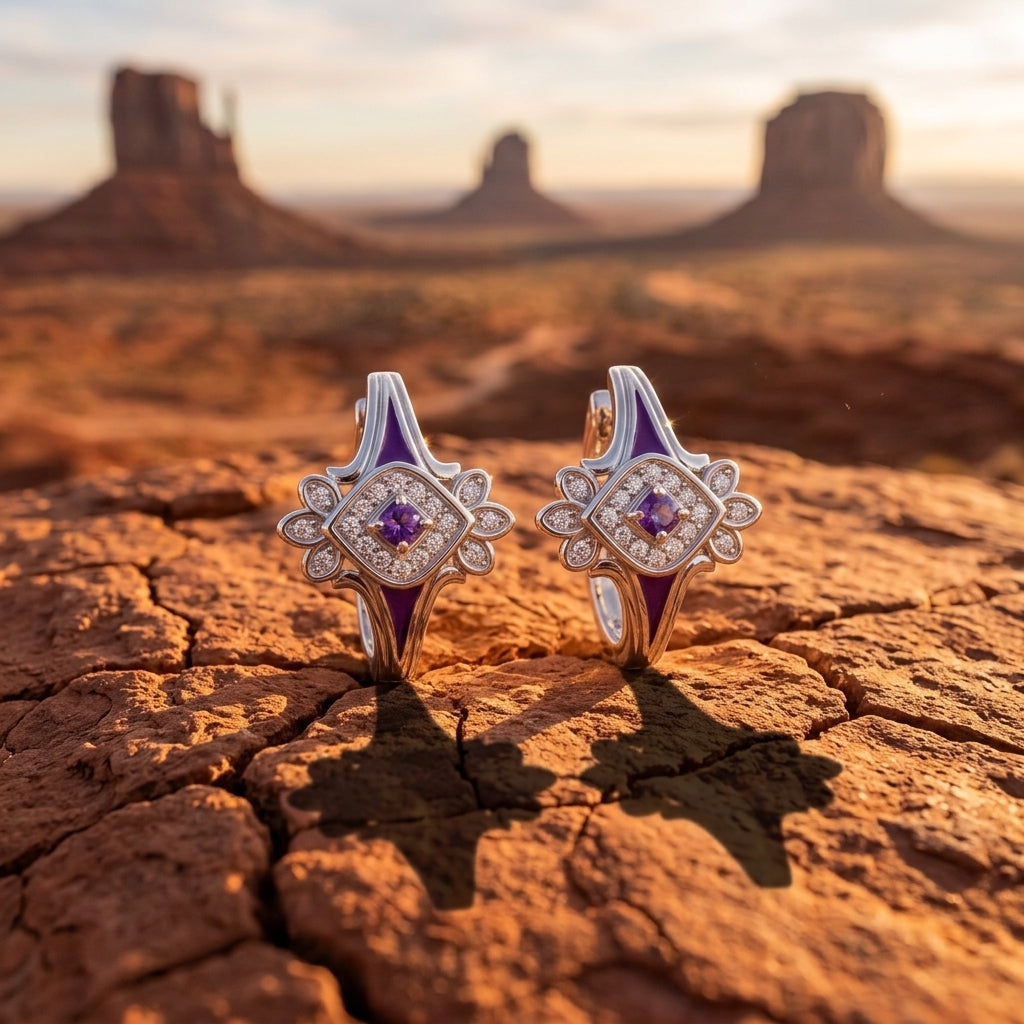 Eagle's Feather Earrings - Amethyst