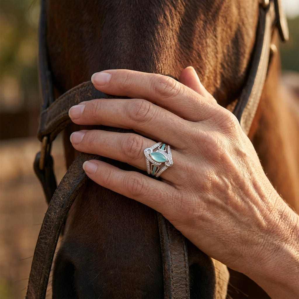 Cyclone Boomerang Ring - Aquamarine